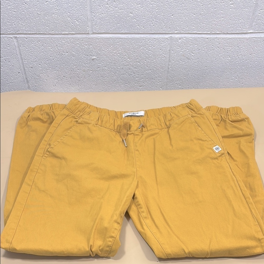 WT02 elastic waist and bottom Mustard Yellow Pants​​​​